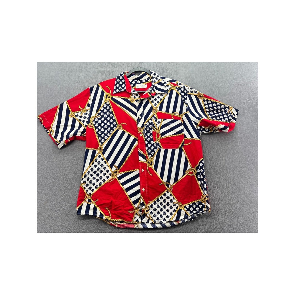 Austin Kane International Male Shirt Sz L Nautical Patchwork Shell Rope